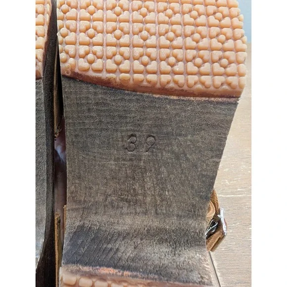 Sandgrens Saragasso Classic Clogs Women's 39 Tan Leather Wooden MaryJane Swedish - Picture 10 of 11